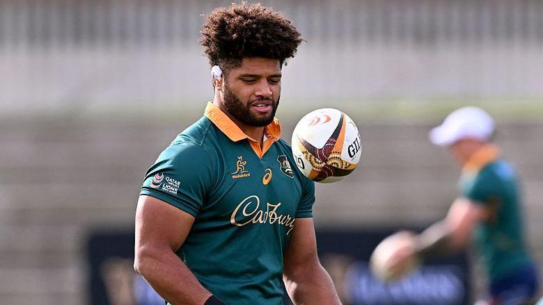 Rob Valetini pictured in training with Australia