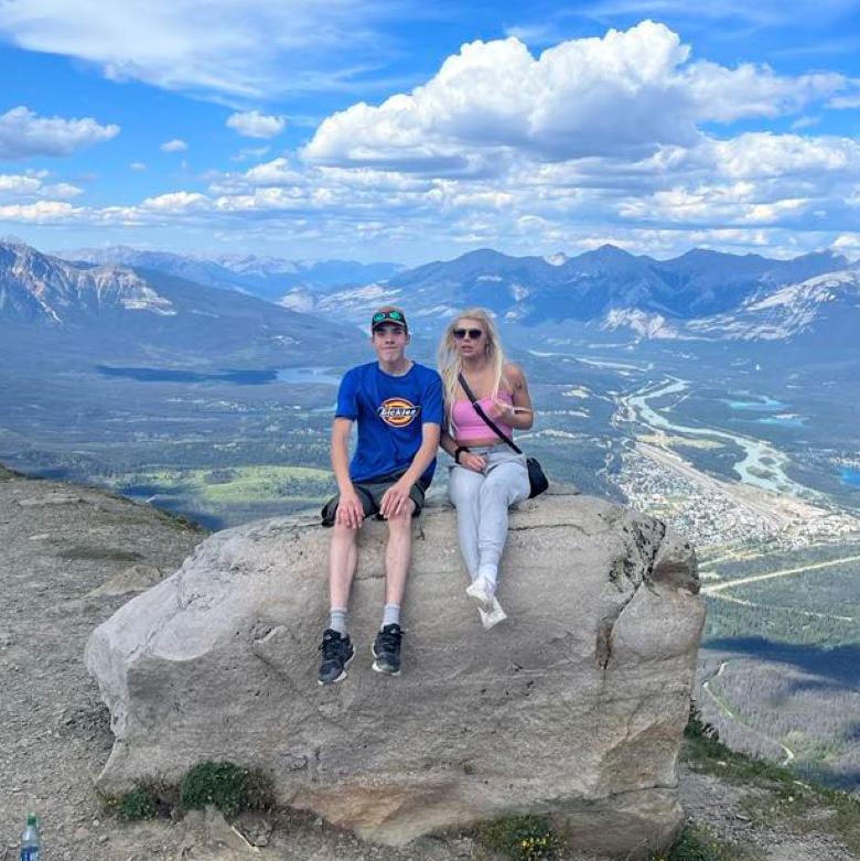 Claire Leveque pictured with her brother William