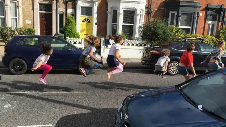 Children playing at a similar play street event