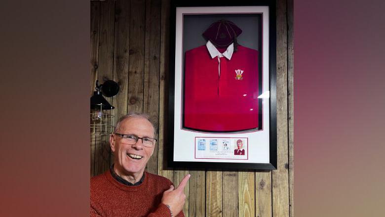 Late David Hancock with his Wales Youth cap and shirt destroyed in the fire - at penarth Athletics Club, Penarth, Vale of Glamorgan, Wales.