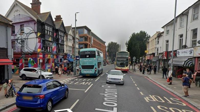 A street view image of the location on London Road in Brighton. 