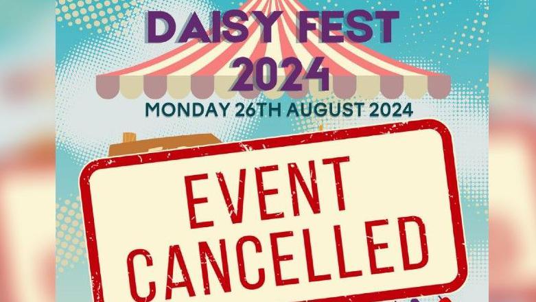 An event flyer for Daisy Fest with an 'event cancelled' stamp across the centre.