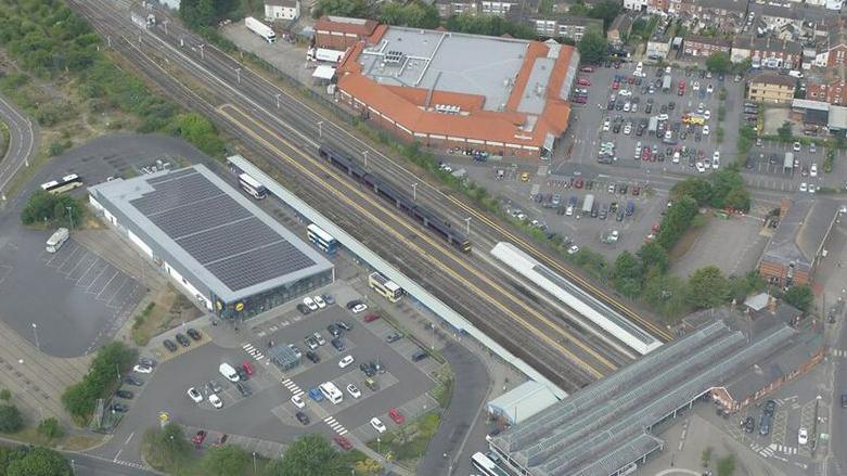 Aerial view of Skegness station