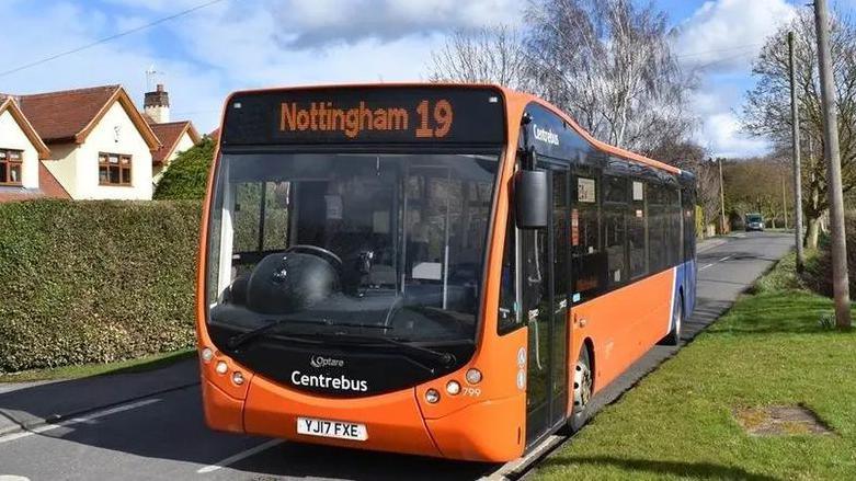 A Centrebus bus on a suburban street