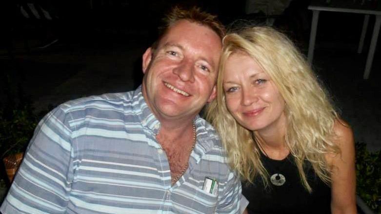 David Daly and his daughter Becky Goodchild pose together for the camera 