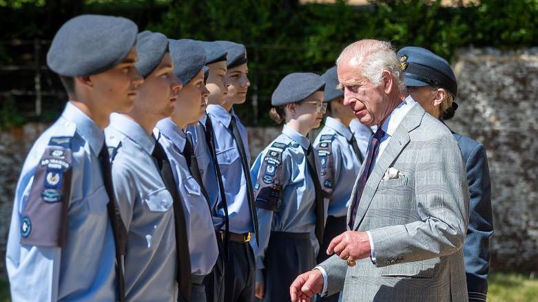 King Charles speaking to RAF Cadets