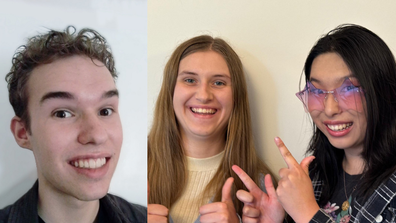 A collage of Luke Rayfield, Isabelle Taylor and Emily Sun. They are all smiling for the camera.