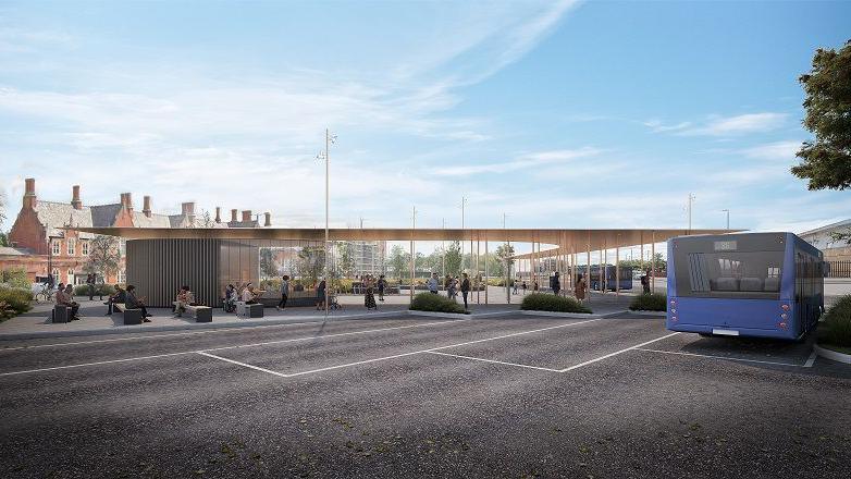 CGI of the new transport hub in Hereford