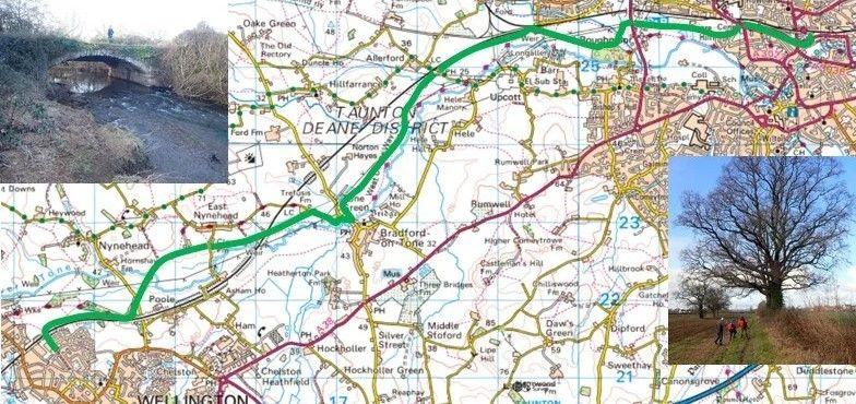 A colourful map which shows plans for a different car-free route between Wellington and Taunton