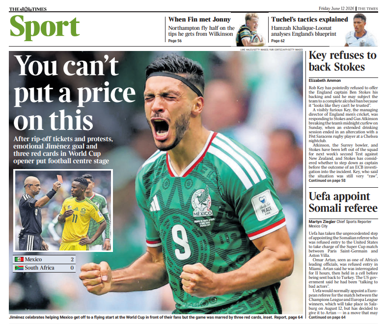 The sport section of the Times