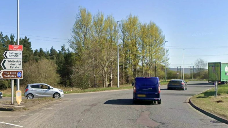 A general view of vehicles on Boghead Roundabout near Bathgate on a sunny day.
