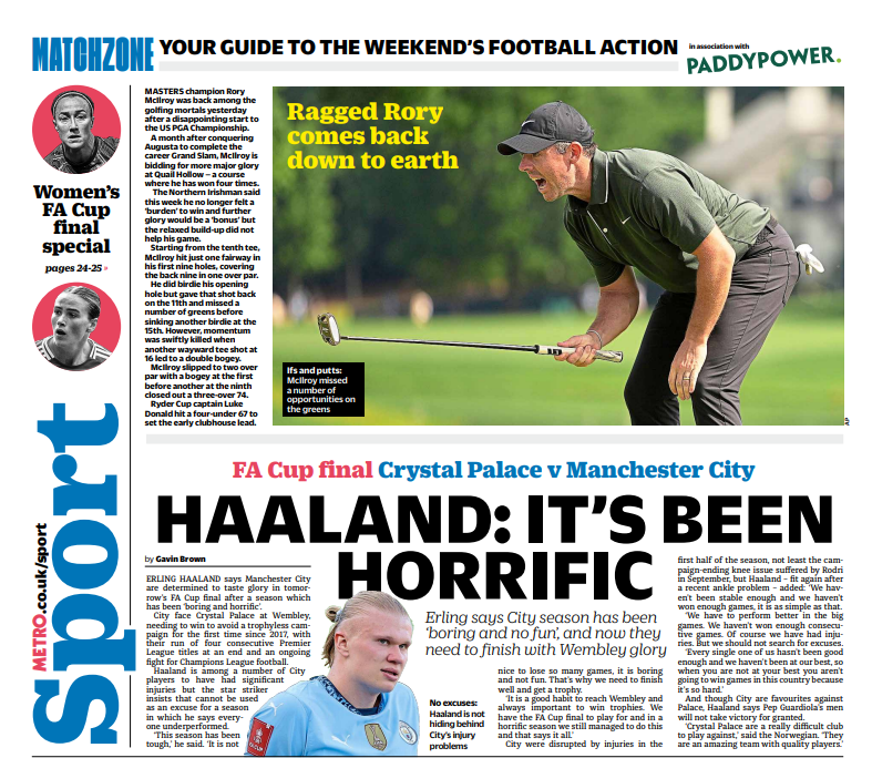 Metro back page