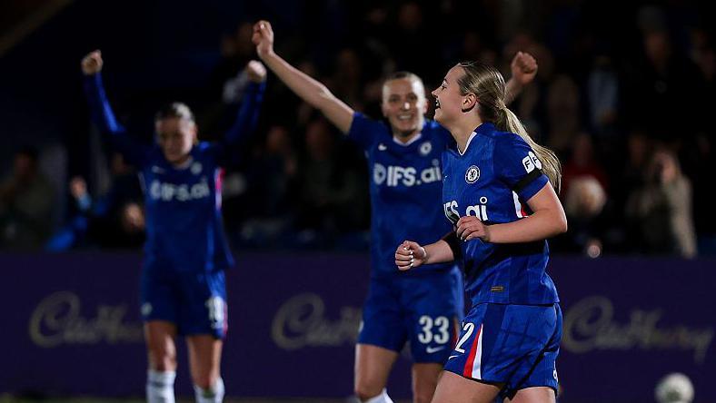 Lexi Potter scoring for Chelsea against Brighton in March