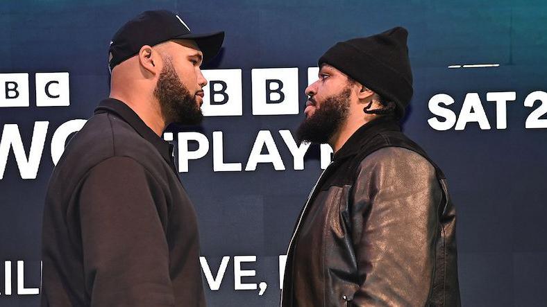 Frazer Clarke faces off with Jeamie TKV at a news conference
