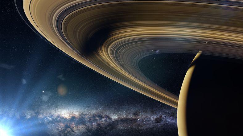 An artist's impression of a close-up image of Saturn and its rings.