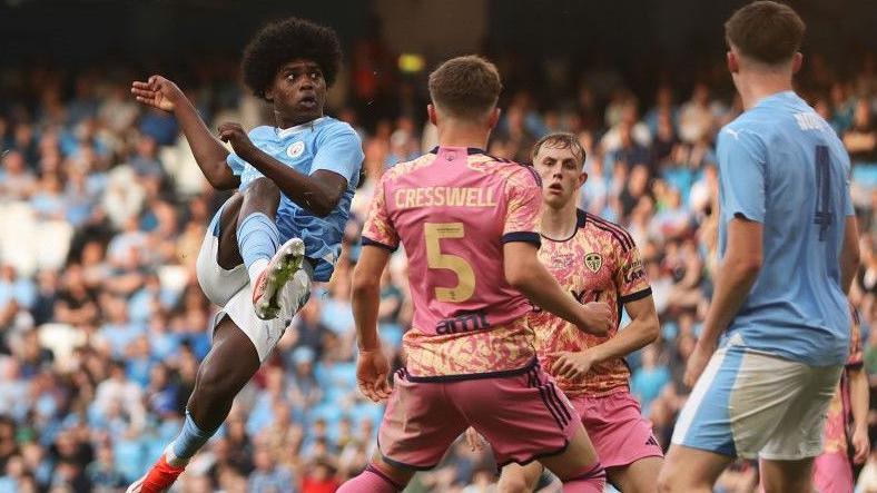 Jaden Heskey was a scorer in Man City's 4-0 win over Leeds