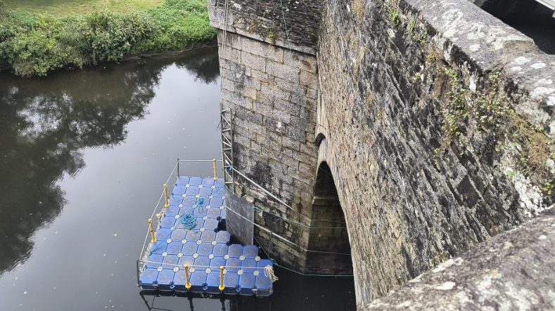 Close up of work being carried out on the bridge