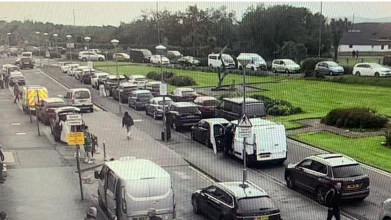 Cars parked outside the Isle of Man airport