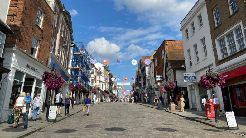 Guildford High Street on a sunny day