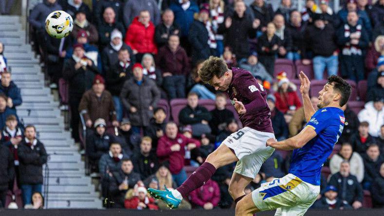 James Penrice's powerful header gave Hearts the lead