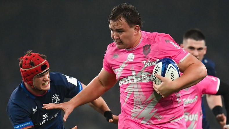 JJ van der Mescht, ball in hand, brushes aside an opponent from Leinster when playing for Stade Francais last season