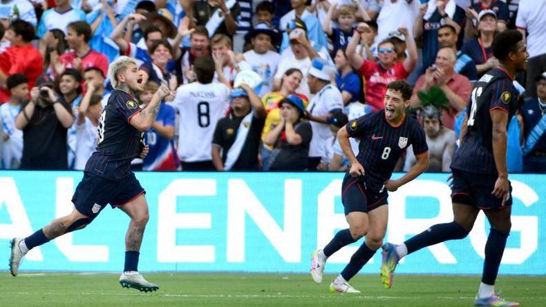 Diego Luna celebrates scoring for the USA against Guatemala in the Gold Cup semi-finals