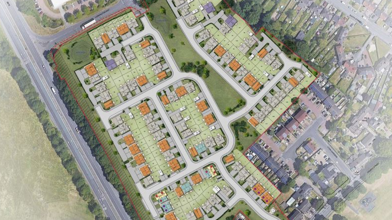A top-down plan of a housing estate