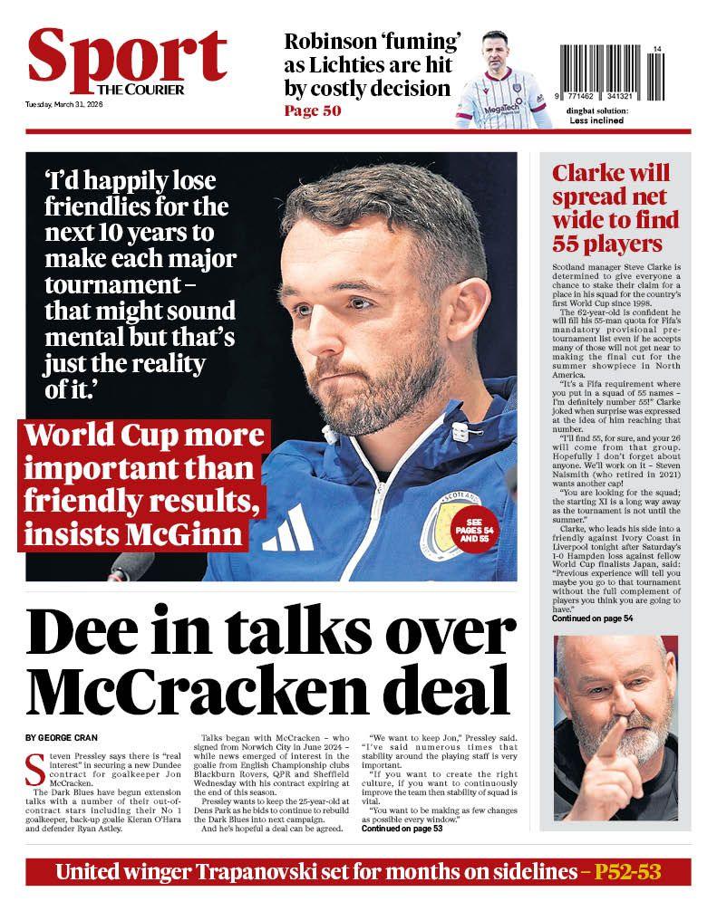 The back page of The Courier on 310326