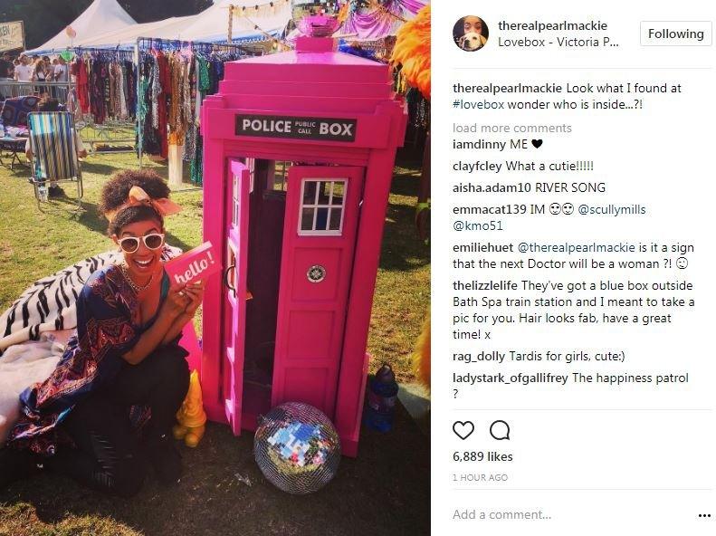 Pearl Mackie wrote: "Look what I found at #lovebox wonder who is inside...?!"