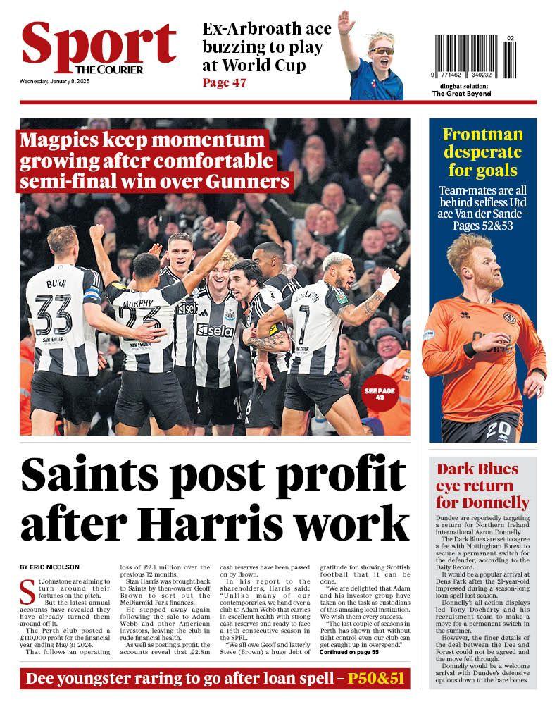 Wednesday's back page of The Courier