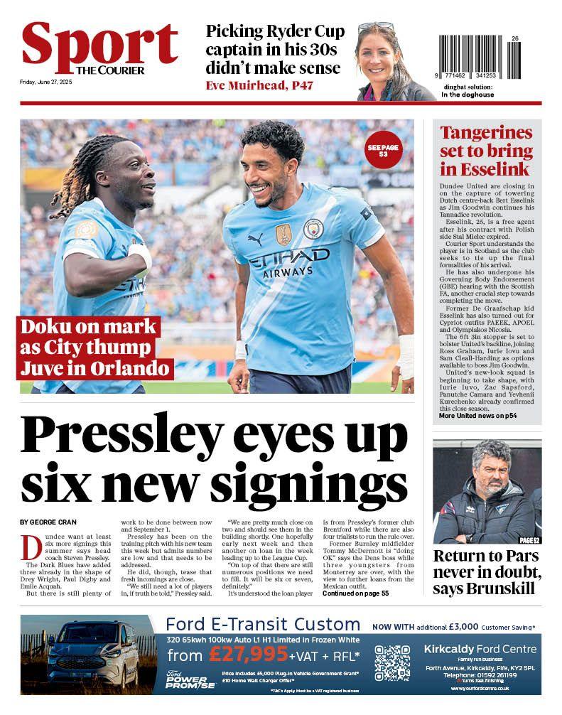 Courier back page from Monday 27 June