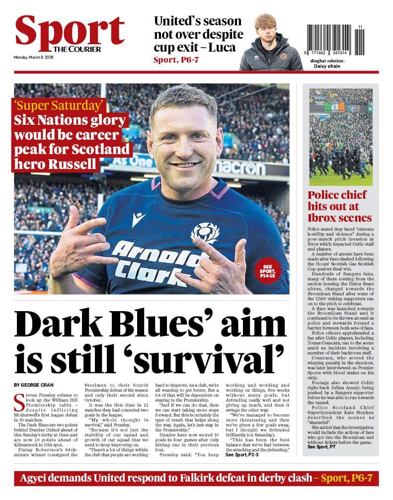 The back page of The Courier on 090326