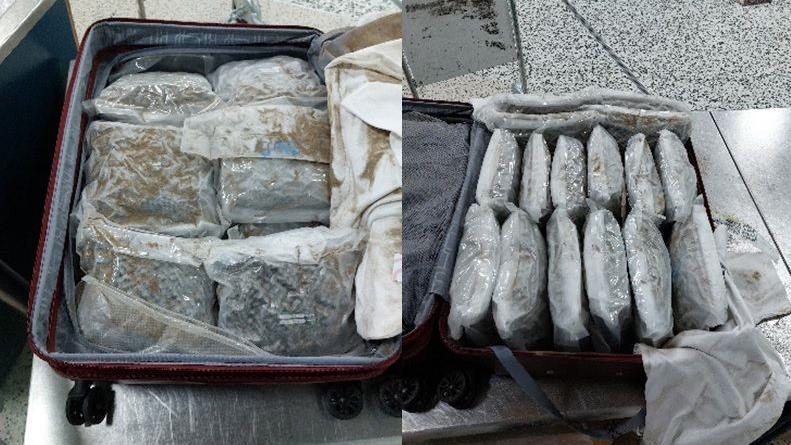 A suitcase full of drugs at Birmingham Airport 