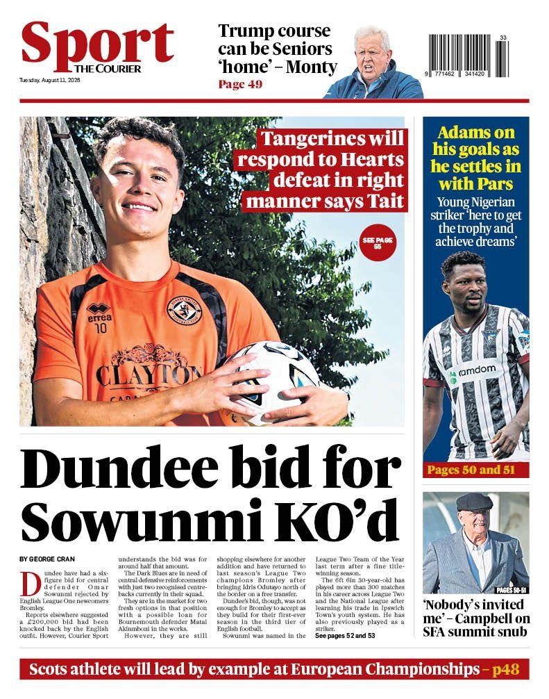 The back page of The Courier on 110826