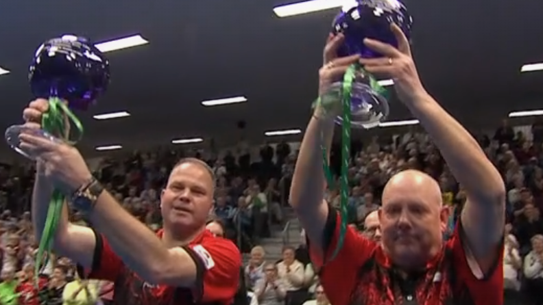 Paul Foster and Alex Marshall with their trophies