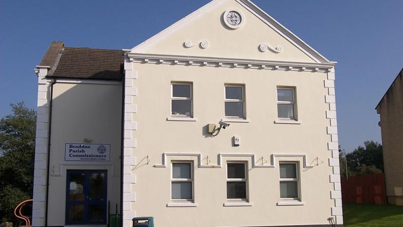 The exterior of the former Braddan Parish Commissioners' office