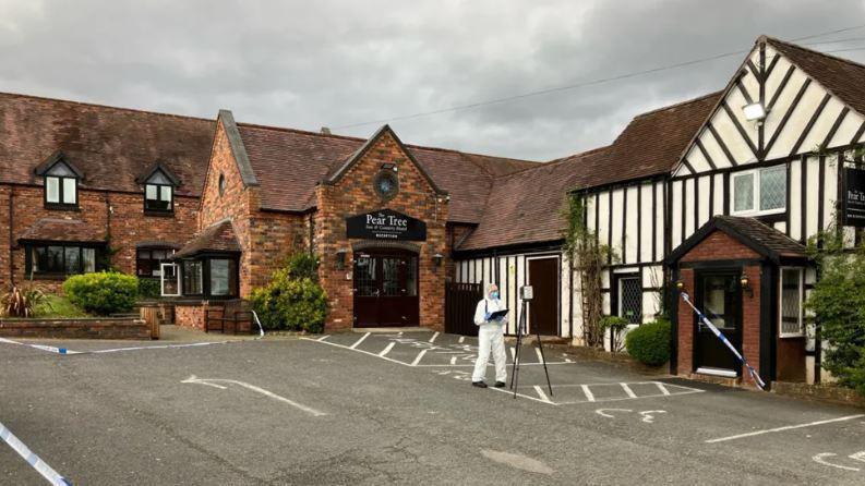 Forensics at the scene of the incident at the Pear Tree Inn