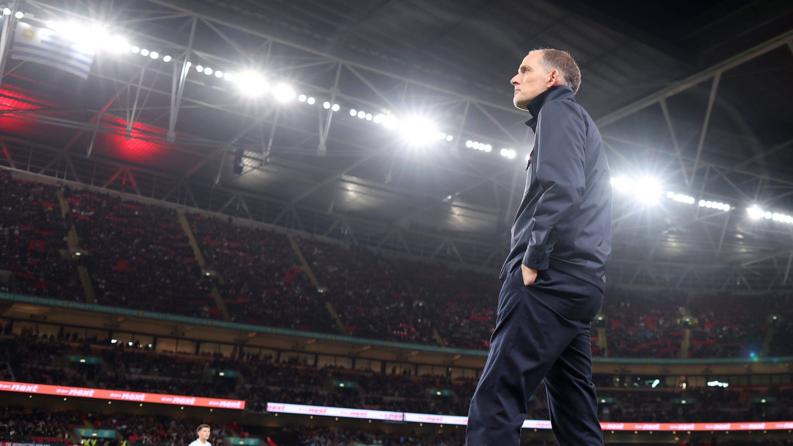 Thomas Tuchel on the Wembley touchline during England's draw with Uruguay