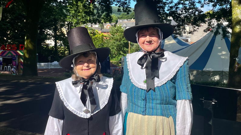 Linda Dixon and Beryl Virgo in traditional Welsh dress