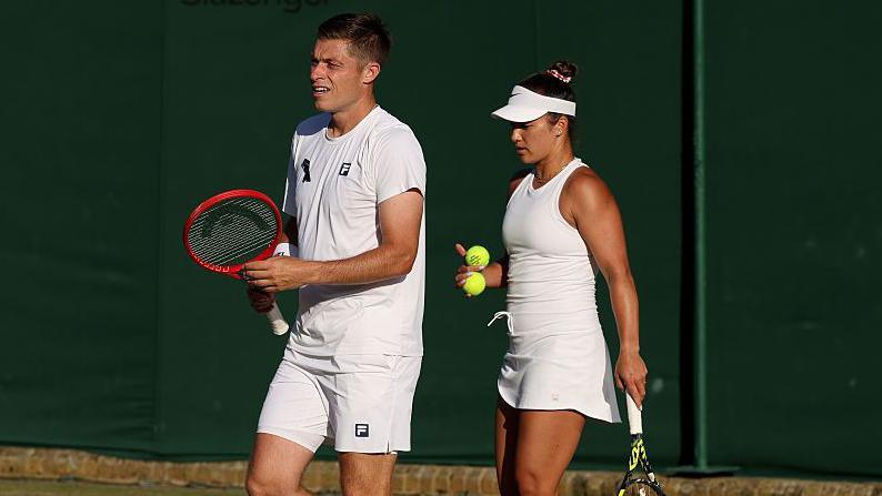Neal Skupski and Desirae Krawczyk successful action successful mixed doubles astatine Wimbledon