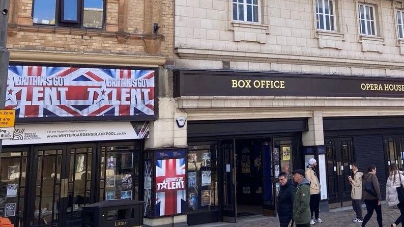 The scene outside Blackpool Wingter Gardens after the auditions were cancelled