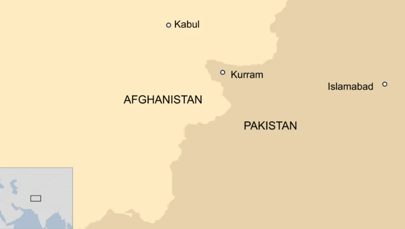 Map of north-west Pakistan showing the border with Afghanistan