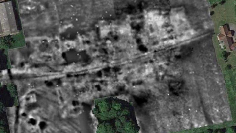 Geophysical surveys of the site show what appears to be buried houses