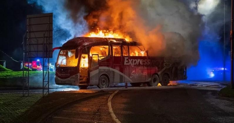 Bus on fire