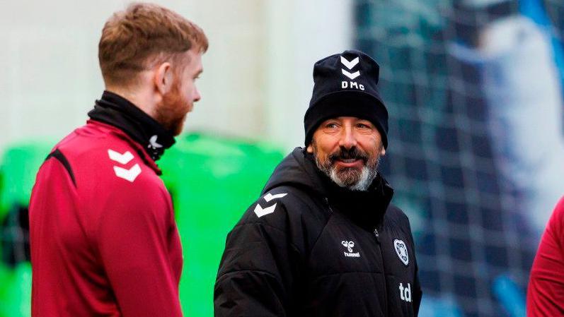 Heart of Midlothian head coach Derek McInnes during a Heart of Midlothian training session at the Oriam, on 7 January 2025, in Edinburgh, Scotland.