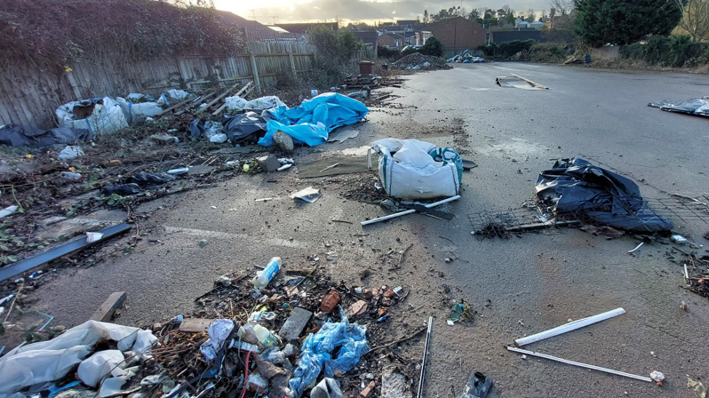 Tipped waste at the site