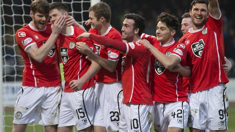 St Mirren celebrate Jack Baird's second-half goal