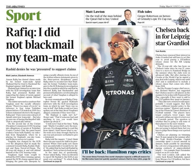 Main sport page for The Times