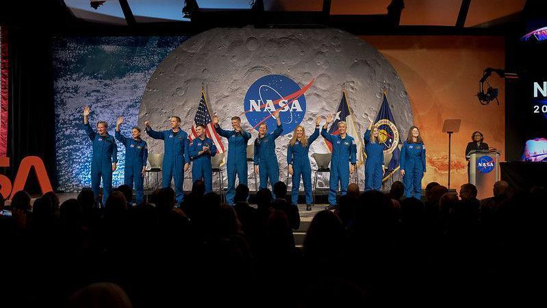 The new class of astronauts are introduced on stage