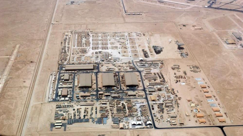 An aerial shot of the Al Udeid Air Base in 2004